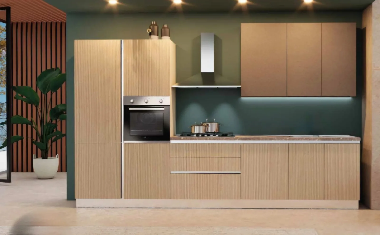 Cucina con gola da 363 cm con elettrodomestici Candy della Promo Casa
